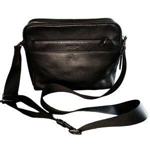 Coach Charles Camera Bag F24876 Black Pebble Leather Crossbody